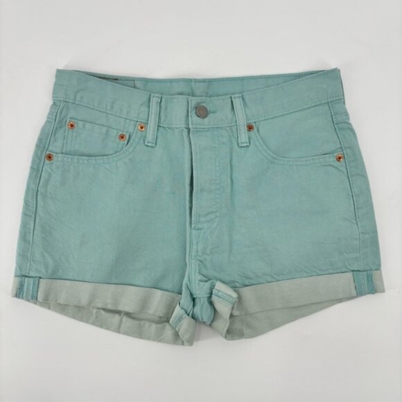 Levi  s 501 Robins Egg Blue Denim ShortsSize 30 - Picture 3 of 8